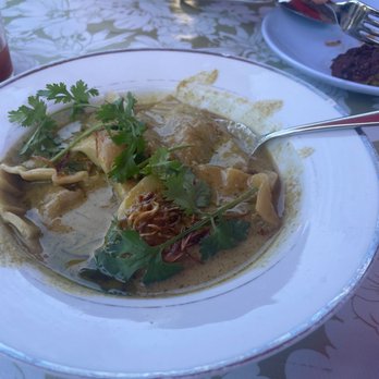 Oma's Hideaway - Sweet potato dumplings in green curry - Asian Fusion Near Me - Portland, Oregon Oma's Hideaway - Sweet potato dumplings in green curry - Asian Fusion Near Me - Portland, Oregon