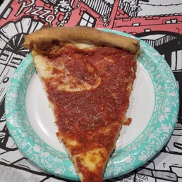 The Don Pizza - upside-down pizza with provolone and mozzarella. The Don Pizza - upside-down pizza with provolone and mozzarella.