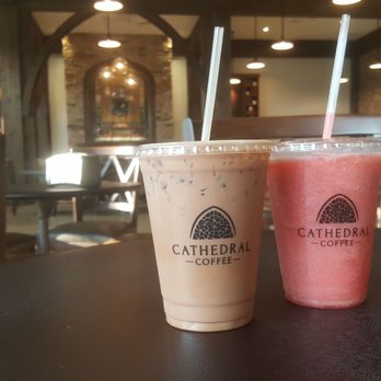 Cathedral Coffee - Iced mocha latte | Strawberry tapestry - Cafes Near Me - Macon, Georgia