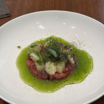 Knife Pleat - Ahi tuna crudo - French Near Me - Costa Mesa, California Knife Pleat - Ahi tuna crudo - French Near Me - Costa Mesa, California