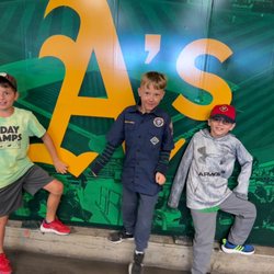 Orinda Intermediate School - Leo, Zain and Maxim rooting for the A's
