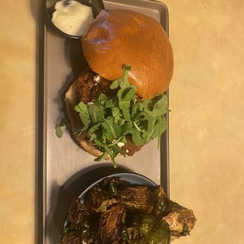 The Root - Housemade veggie patty with Brussels - New American Near Me - Elon, North Carolina