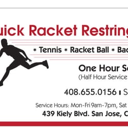 Business Card for Quick Racket Restringing.