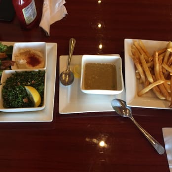 Grape Leaf Express -Tampa - Falafel salad, lentil soup and fries. Very good! Will have the same thing next time :) - Lebanese Near Me - Tampa, Florida Grape Leaf Express -Tampa - Falafel salad, lentil soup and fries. Very good! Will have the same thing next time :) - Lebanese Near Me - Tampa, Florida