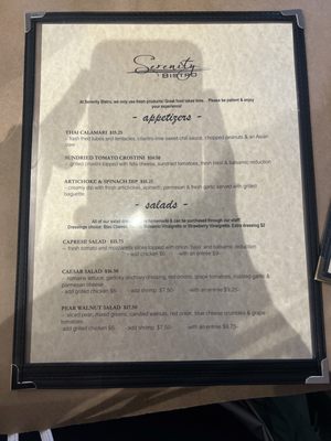 Menu photo 1 Serenity Bistro West Yellowstone, MT