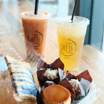 Cafe 86 - a cup of iced coffee and some pastries - Desserts Near Me - Chandler, Arizona