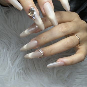Destiny Nail Spa - Japaneses style manicure and nail extensions with Cateye and rhinestones - Nail Salons Near Me - Katy, Texas