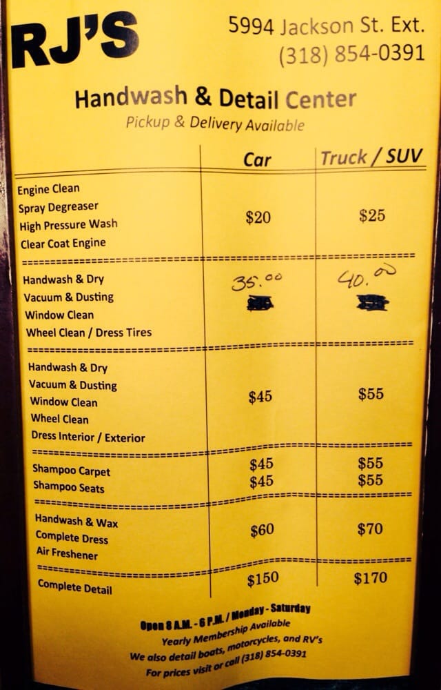 RJ’S HAND WASH & DETAIL CENTER Updated September 2024 5994 Jackson Street Ext, Alexandria