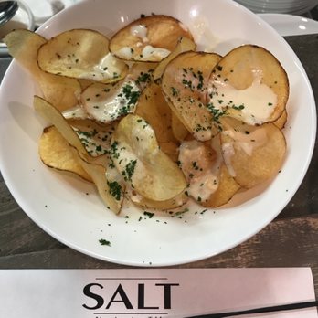 Salt New American Table - Salt chips- house made potato chips, smoked salt, Gorgonzola cheese - New American Near Me - McAllen, Texas