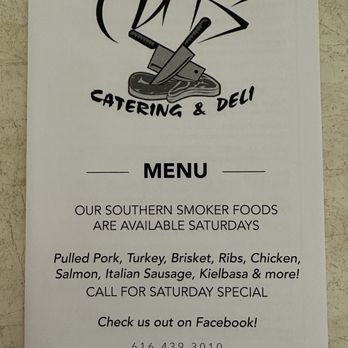 Cuts Deli - Menu Cover as of August 2023 - Smokehouse Near Me - Cedar Springs, Michigan