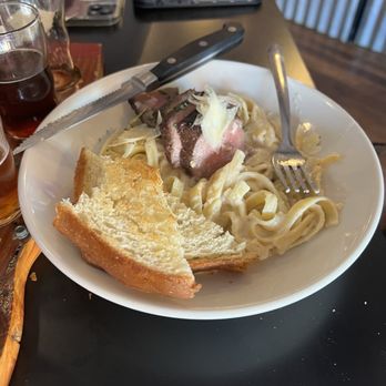 Fly Boy Brewery & Eats - Fettuccine Alfredo with Steak - Breweries Near Me - Sylvan Grove, Kansas Fly Boy Brewery & Eats - Fettuccine Alfredo with Steak - Breweries Near Me - Sylvan Grove, Kansas
