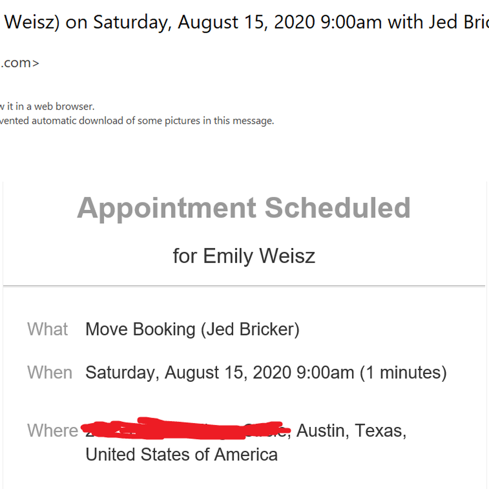 Groovy Movers - Confirmed appointment & calendar invite from them. - Movers Near Me - Austin, Texas