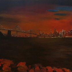 NitRaj Arts - "Golden Gate" Oil on Canvas