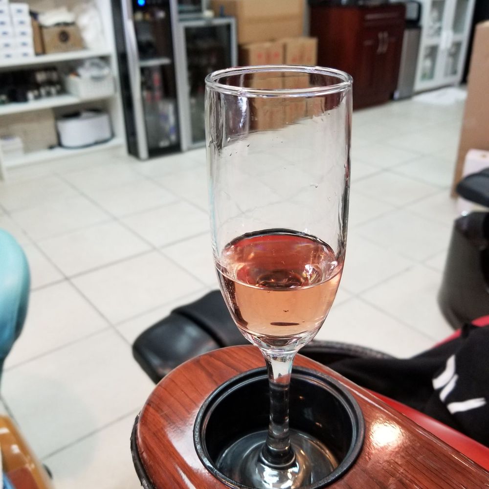 They offer wine while being served.. They offer wine while being served..