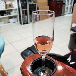 They offer wine while being served..