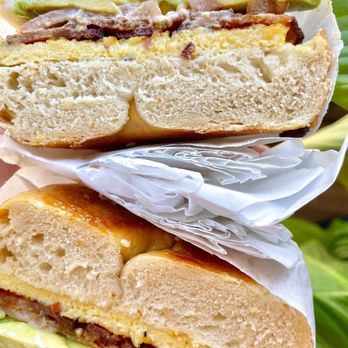 Frankie's NY Bagels - Breakfast Bagel Sandwich - bacon, egg, tomato, red onion, avocado, garlic & chive cream cheese - Bagels Near Me - Eureka, California Frankie's NY Bagels - Breakfast Bagel Sandwich - bacon, egg, tomato, red onion, avocado, garlic & chive cream cheese - Bagels Near Me - Eureka, California