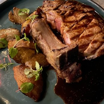 Hazel Hill - Grilled pork chop with peaches - New American Near Me - Healdsburg, California
