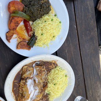 Avatar's Restaurant - Enchilada, saag paneer and basmati rice. - Indian Near Me - Sausalito, California