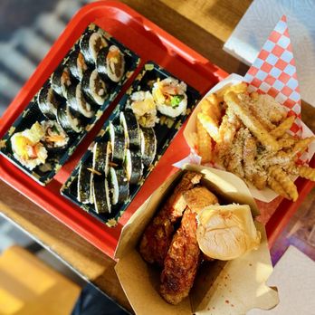 Wings Korean Chicken - Beef Kimbap, 3 piece tenders, fries - Chicken Wings Near Me - Sparks, Nevada Wings Korean Chicken - Beef Kimbap, 3 piece tenders, fries - Chicken Wings Near Me - Sparks, Nevada