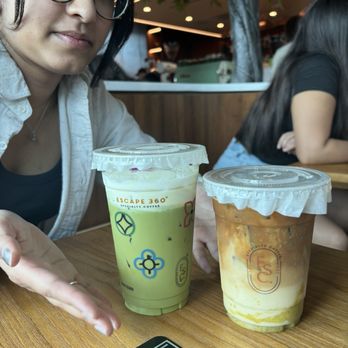 Escape 360 - green thai tea and pistachio latte - Cafes Near Me - McKinney, Texas