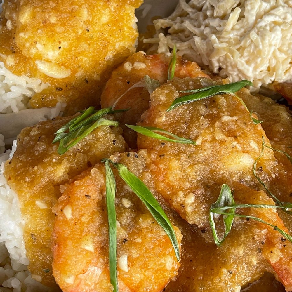 Taka's Box Lunch - Garlic shrimp plate - Breakfast & Brunch Near Me - Honolulu, Hawaii Taka's Box Lunch - Garlic shrimp plate - Breakfast & Brunch Near Me - Honolulu, Hawaii