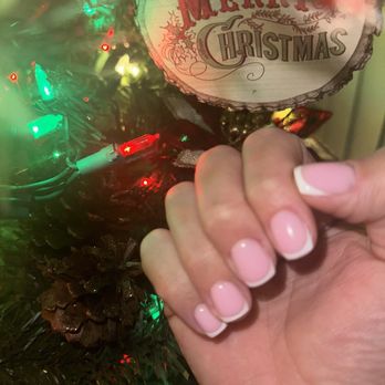 Luxy Nails and Beauty - Hard gel pink with white French by Fotima - Cosmetics & Beauty Supply Near Me - Orlando, Florida
