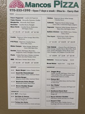 Menu photo 1 Mancos Pizza Mancos, CO Menu photo 1 Mancos Pizza Mancos, CO