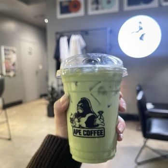 Ape Coffee - iced matcha with honey lavender - Coffee & Tea Near Me - Orange, California Ape Coffee - iced matcha with honey lavender - Coffee & Tea Near Me - Orange, California