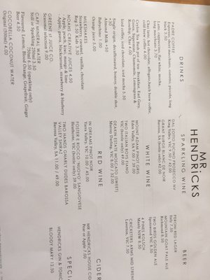 Menu photo 3 Mr Hendricks Cafe Balwyn, VIC Menu photo 3 Mr Hendricks Cafe Balwyn, VIC