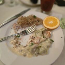 Papa Joe’s Italian Restaurant - Soprano Chicken. Nothing to sing about, 3 bites, couldn't finish, tortellini still hard.Free meal so no complaints there.
