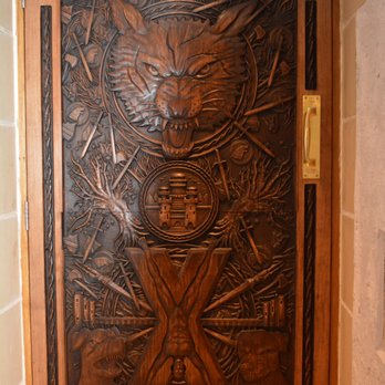 Ballygally Castle Hotel - Game of Thrones Door, Stark and Bolton sigils. - Hotels Near Me - Ballygally, ANT Ballygally Castle Hotel - Game of Thrones Door, Stark and Bolton sigils. - Hotels Near Me - Ballygally, ANT