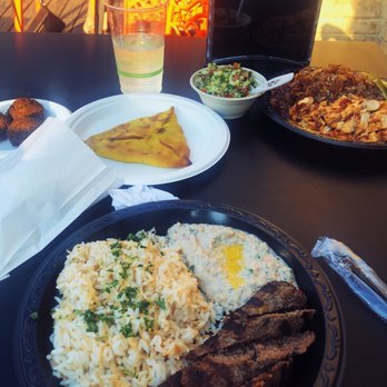 Jerusalem Garden - Beef Kofta and Chicken Hummus Plate with Spinach Pie, Falafel, and Tabouli - Desserts Near Me - Ann Arbor, Michigan Jerusalem Garden - Beef Kofta and Chicken Hummus Plate with Spinach Pie, Falafel, and Tabouli - Desserts Near Me - Ann Arbor, Michigan