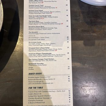 Camper - Menu June 2025 - New American Near Me - Menlo Park, California