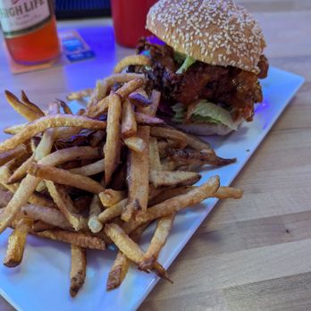 Wet City - Spicy Fried Chicken Sandwich with Fries - Beer Bar Near Me - Baltimore, Maryland