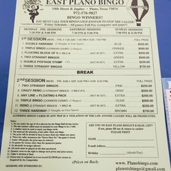 East Plano Bingo - Bingo game sessions