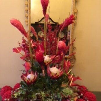 Filoli - Torch Ginger, Anthuriums, Tropical arrangement at Filoi 2017 - Botanical Gardens Near Me - Woodside, California Filoli - Torch Ginger, Anthuriums, Tropical arrangement at Filoi 2017 - Botanical Gardens Near Me - Woodside, California