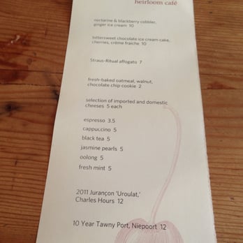 Heirloom Cafe - Dessert menu - New American Near Me - San Francisco, California Heirloom Cafe - Dessert menu - New American Near Me - San Francisco, California