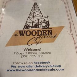 The Wooden Derrick Cafe - Menu. What the heck is a wooden derrick?