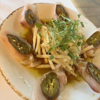 Kintoki Sushi House & Bar - Tiradito (Hamachi) and that jalapeno oil is a kicker - Sushi Bars Near Me - Tucson, Arizona Kintoki Sushi House & Bar - Tiradito (Hamachi) and that jalapeno oil is a kicker - Sushi Bars Near Me - Tucson, Arizona