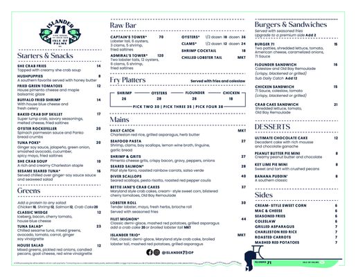 Menu photo 4 Islander 71 Fish House and Raw Bar Isle Of Palms, SC Menu photo 4 Islander 71 Fish House and Raw Bar Isle Of Palms, SC