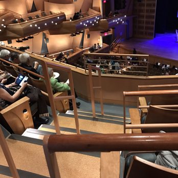 Musco Center for the Arts - Mezzanine Row 2D, Seat 1. The "obstructed view" is that lattice barrier, which isn't too obstructive - Music Venues Near Me - Orange, California