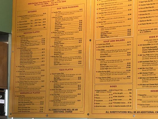Menu photo 3 Don Taco Fort Worth, TX