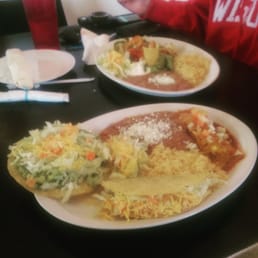 El Tapatio Special in foreground - $12.95 and Grilled Shrimp in background - $14.95.  Tasty.