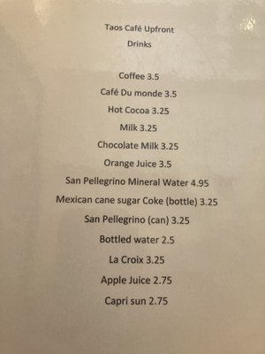 Menu photo 1 Taos Cafe Upfront Taos, NM Menu photo 1 Taos Cafe Upfront Taos, NM