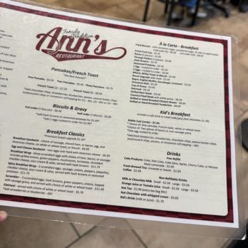 Ann's Restaurant - Menu 11/25 - American Near Me - Franklin, Indiana Ann's Restaurant - Menu 11/25 - American Near Me - Franklin, Indiana