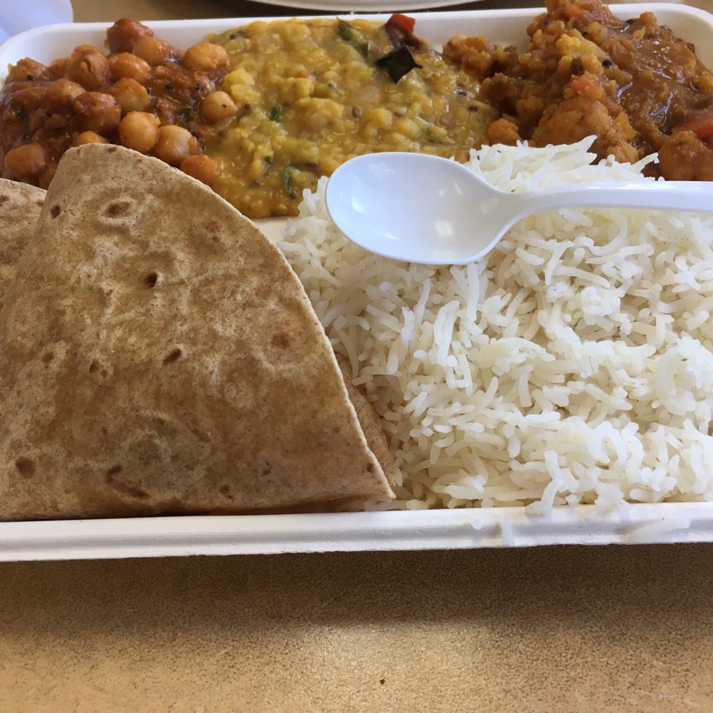 Dosa Hutt - Best thali ever !!! Ready to eat hence my spoon on the rice - Indian Near Me - Flushing, New York