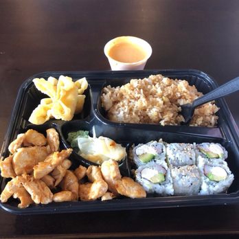Sakura 12 - "Chicken" bento box. Like teriyaki chicken, the quotes are there because they also offer a "General Tso's chicken" bento box. - Japanese Near Me - Lexington, Kentucky