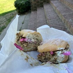 Devil's Dill Sandwich Shop - This was their special of the week, chicken shawarma base w/other stuff; it was delicious!! Enjoyed at Peninsula Park!