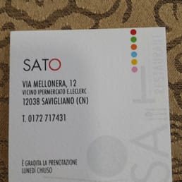SaTo Restaurant - Bigliettino da visita - Japanese Near Me - Savigliano, CN
