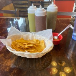 Warm fresh chips and amazing salsas Warm fresh chips and amazing salsas